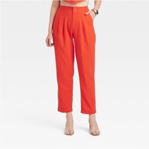 Women's High-Rise Linen Tapered Ankle
Pants - A New Day™ Red